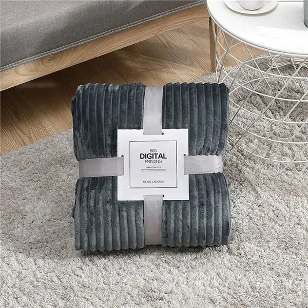 Striped Flannel Blankets For Beds Solid Pink Blue Color Soft Warm Mink Throw Sofa Cover Bedspread Beach Airplane Travel Blankets