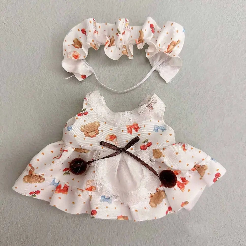 20cm Cotton Doll Clothes With Headwear Bow Headband Accessories Plush Dolls Dresses Skirt Decoration for EXO Idol Doll Accessory