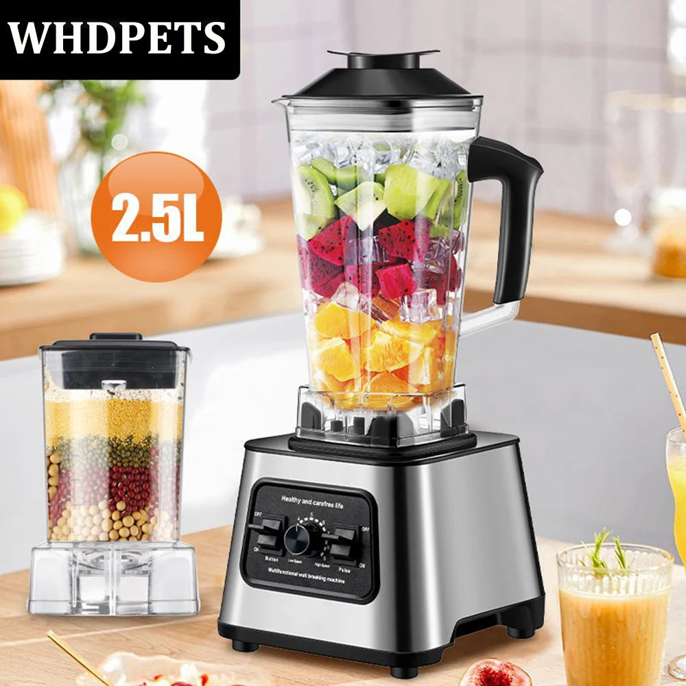 6000W Heavy Duty Commercial Blender Food Processor Stationary Mixer Ice Smoothies for Kitchen High Power Juicer Blender BPA Free
