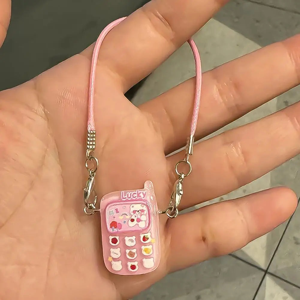 Dollhouse Mini Pendant Model Cartoon Cute Little Mini Mobile Phone Ornament for 15-17cm labubu Cartoon Pendant Sweet Couple Gift