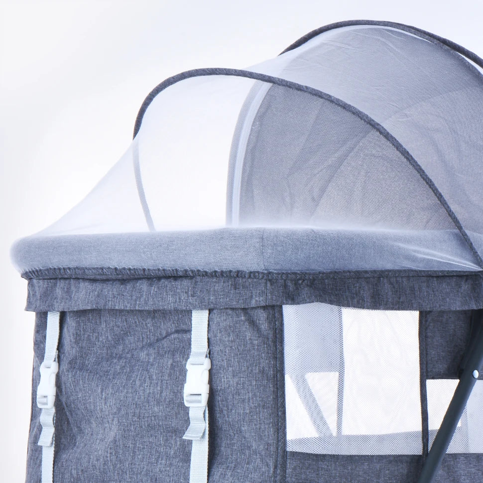 Baby Reisbed met Matras & Stille Wielen – Omvormbare Schommelwieg