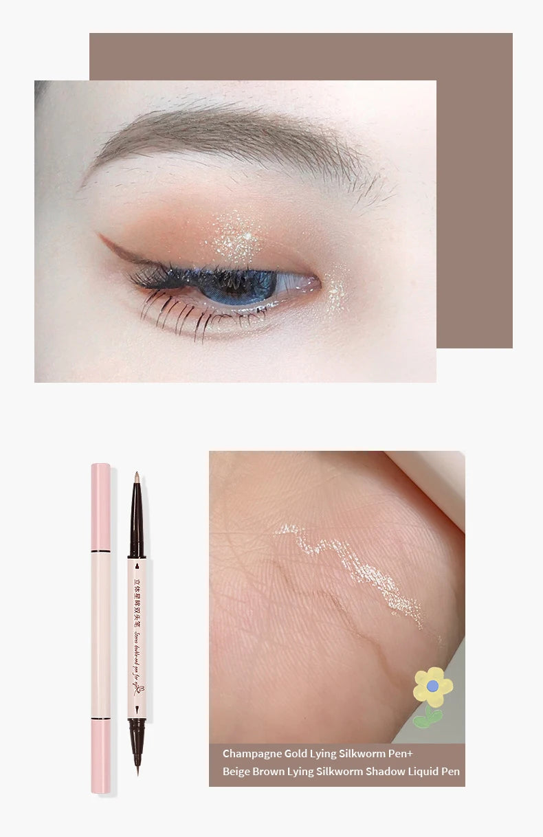 Eyeliner Double Head Pen For Smooth And Delicate Eye Makeup Quick Drying Film Forming Waterproof And Sweat Proof Eye Makeup