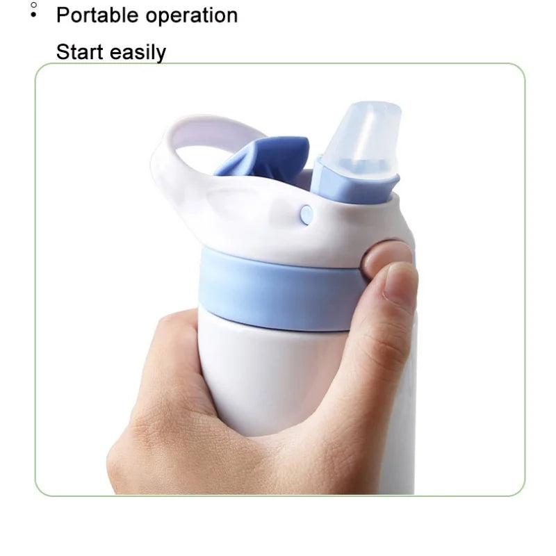 Outdoor Simple Solid Color Stainless Steel Vacuum Thermos Cup with Straw with Handle Children's Water Cup Portable Sports Cup
