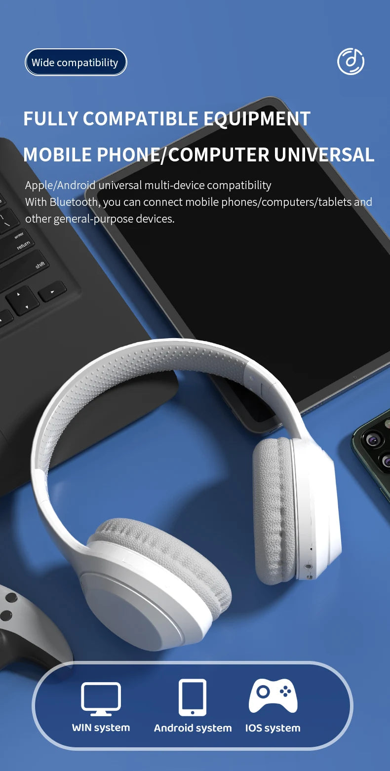 Xiaomi 5W Wireless Headphones Bluetooth 5.3 Earphones Foldable Earbuds 40mm Driver Game Music Over Ear Stereo Headset With Mic