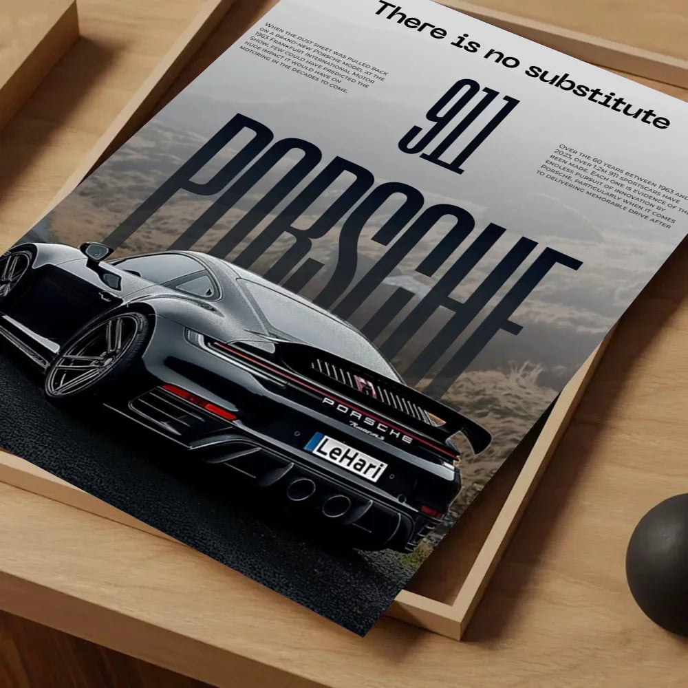 Sport Cars Poster Self-adhesive Art Waterproof Paper Sticker Coffee House Bar Room Wall Decor