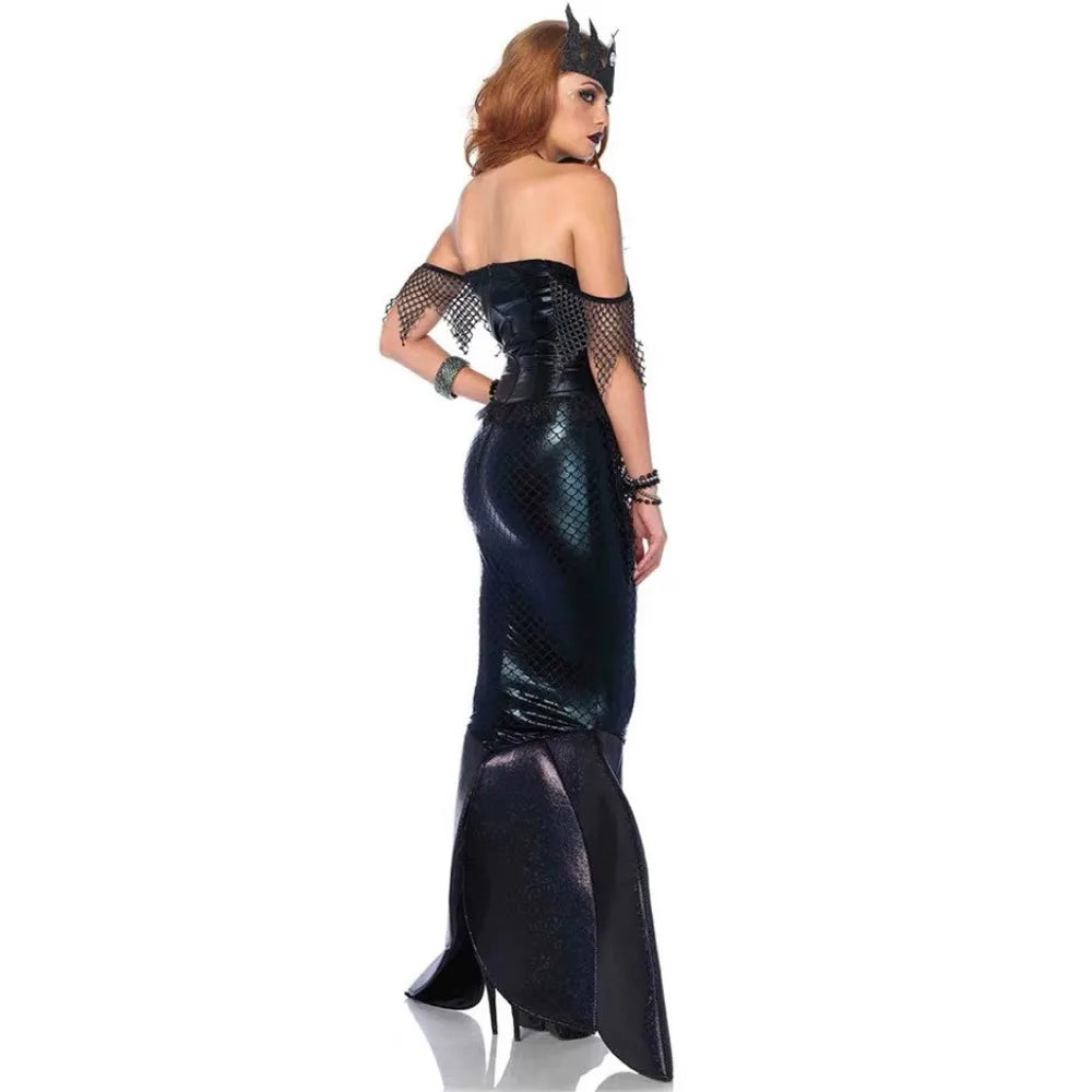 Halloween Adult Mermaid Witch Cosplay Dress - Strapless Stage Gown & Evening Outfit For Parties/Performances/Themed Shoots