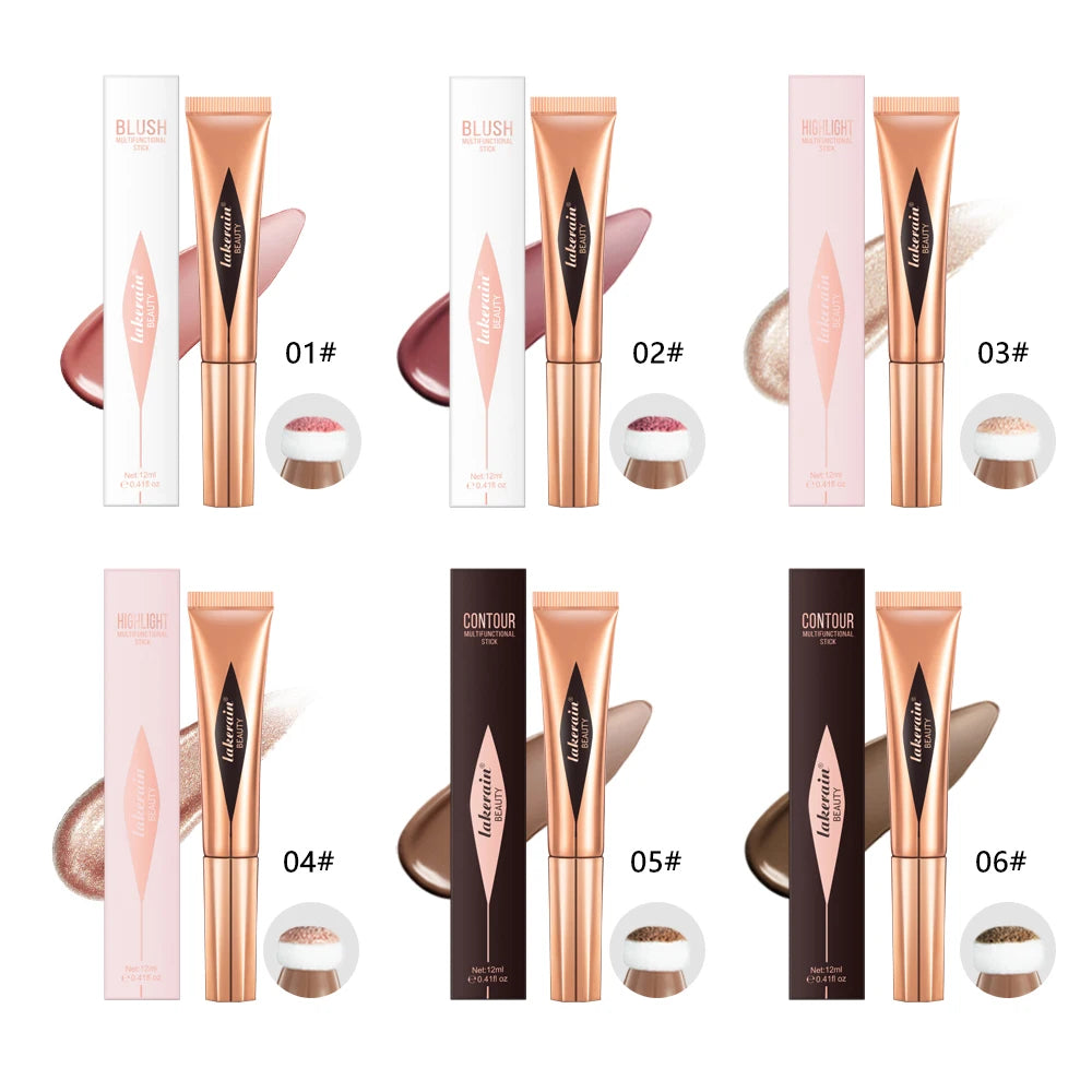 New Cream Bronzer Contour Blusher Beauty Wand Highlighter Blush With Cushion Liquid Face Bronzer Wand Stick Applicator Makeup