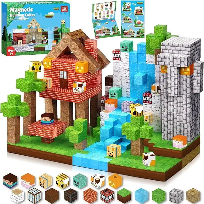 2025 NEW Magnetic Blocks Game Mine Magnet Worlds DIY Toys For Boys Girls STEM Montessori Sensory Cubes Game Toys Christmas Gifts