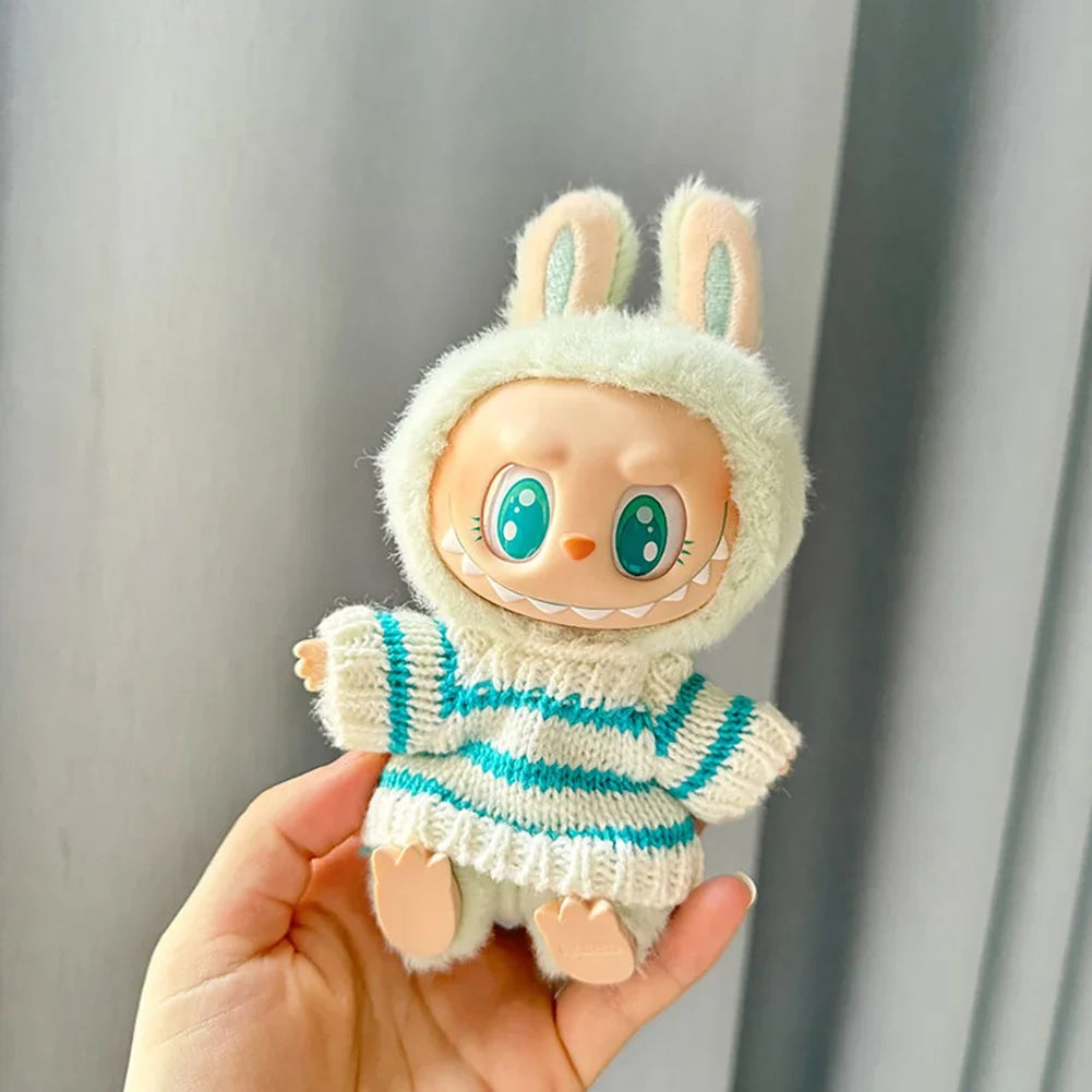 New Doll Clothes Pendant Set, LABUBU Bear Hat Love Sweater Set,DIY Doll Accessories, Fun and Cute Baby Clothes, Christmas Gifts