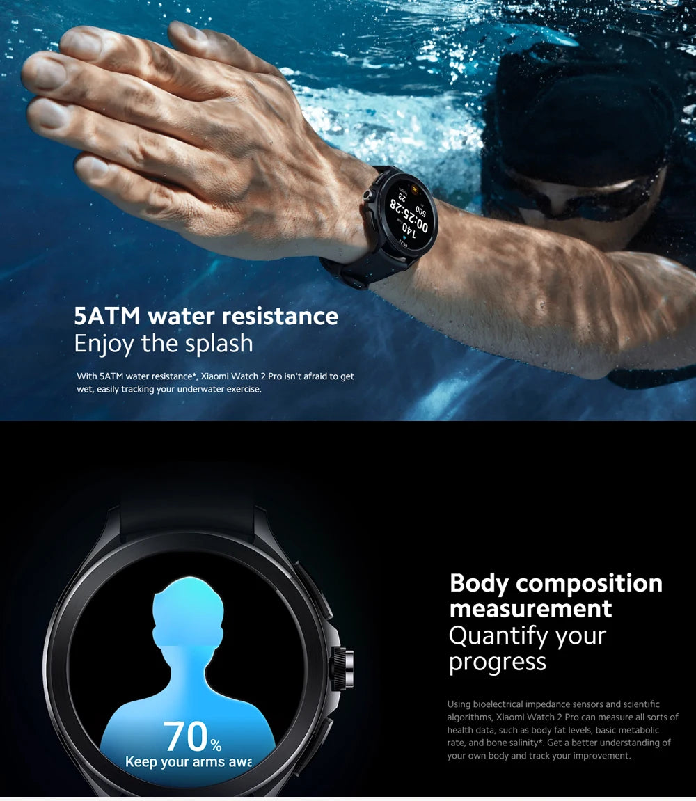 Global Version Xiaomi Watch 2 Pro 2GB 32GB 1.43" AMOLED Display 150+ Sports Modes Qualcomm Snapdragon W5+ Gen 1 Magnetic Charge