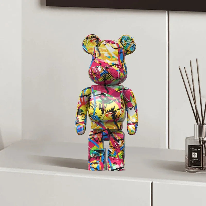 Figurine Ours Graffiti 27 cm – Décoration d'intérieur abstraite et tirelire