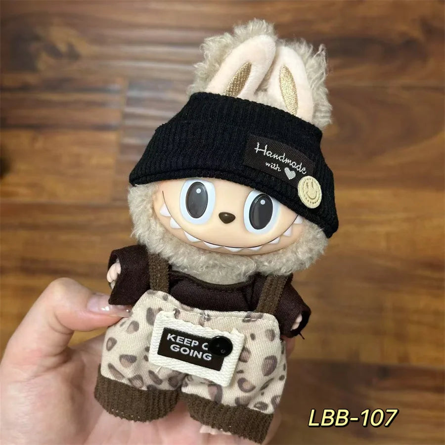 Cute Mini Plush Doll Clothes for 17cm Labubu Many Kinds of Overalls Clothes Accessories