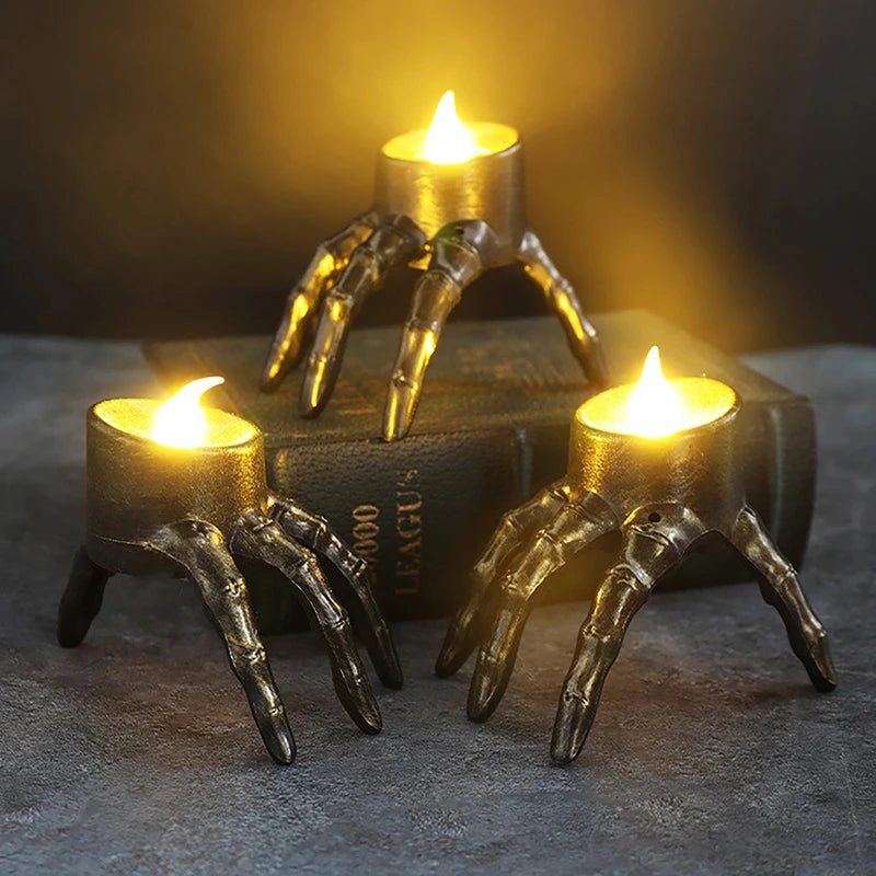 New Halloween Skull Lantern Atmosphere Setting Props Skeleton Foot Night Light Halloween Party Decoration LED Candle Light