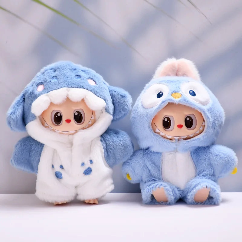17cm Labubu Mini Doll Clothes Set - Hat Outfit Shoes for Labubu II Cultivate Sitting Party Toys