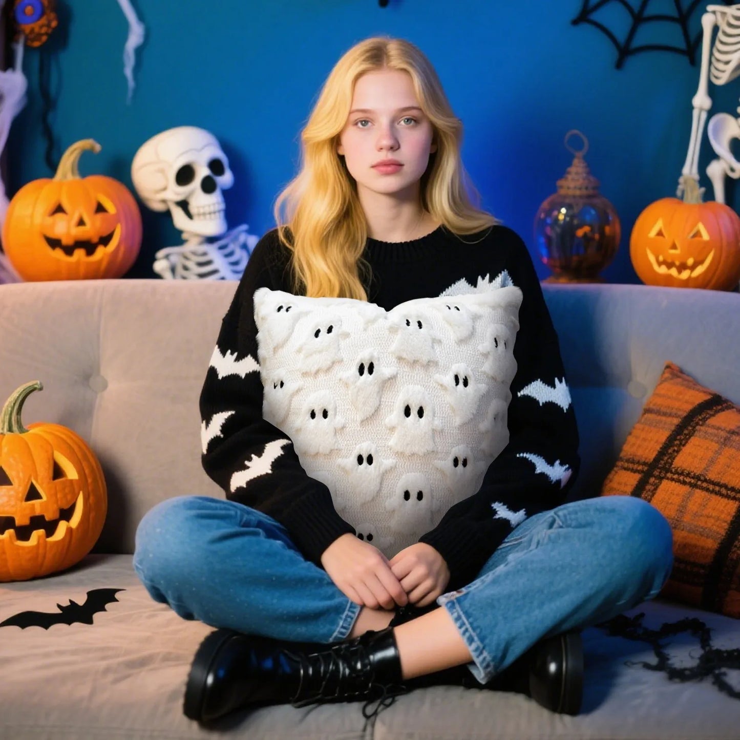 New Halloween Ghost Pillow Cover Soft Couch Cushion Case Home Decoration Halloween Party Decoration Festival Gift