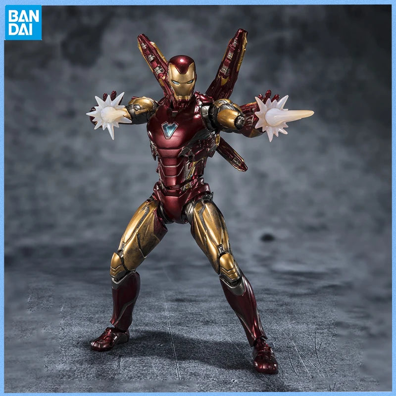Genuine THE INFINITY SAGA Avengers: Endgame SHF Iron Man Mark6 Mark85 Thanos Anime figure Movable toy Doll for Collector