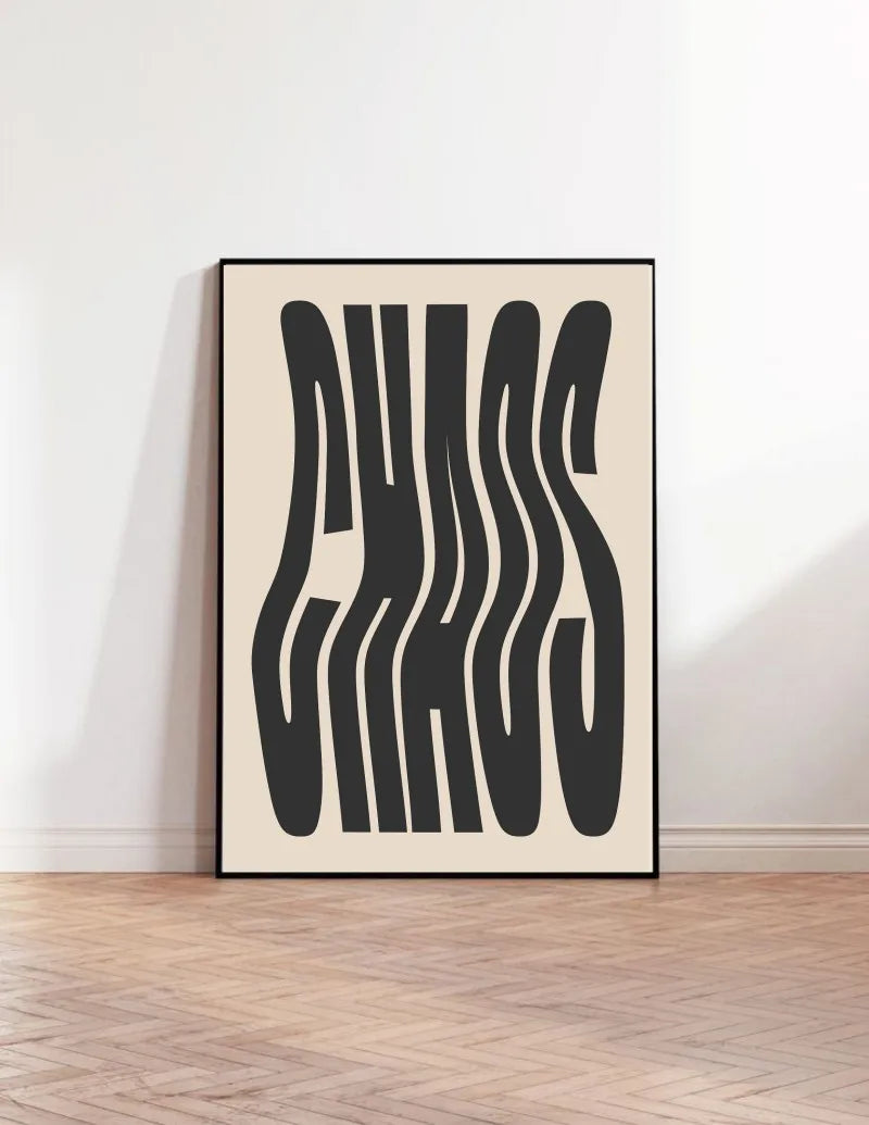 Chaos Typography Art Print and Posters Modernist Wall Art Chaos Quote Canvas Paintings Preppy Aesthetic Living Room Picturess