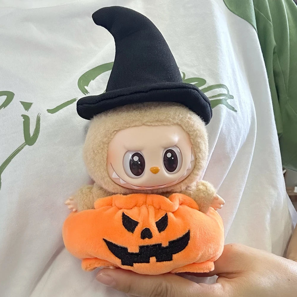 (Without Shoes)For Korea Kpop Exo 3.0 Labubu Halloween Pumpkin Devil Little Bear Doll Dress Cute Decoration 15/17cm Doll