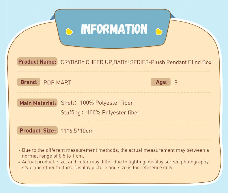 POP MART Crybaby "Cheer Up, Baby!" Pluche Hanger Mystery Box – Blind Box Collectible (Limited Edition)