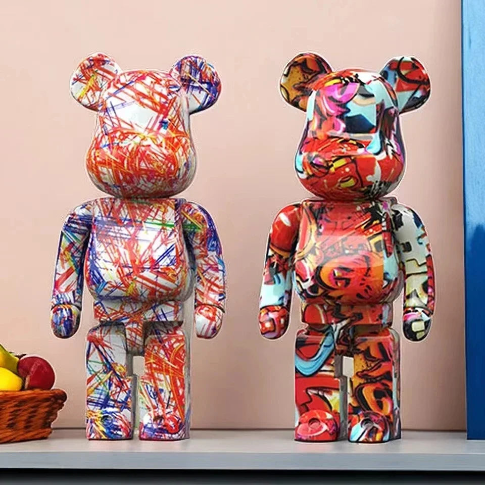 Figurine Ours Graffiti 27 cm – Décoration d'intérieur abstraite et tirelire