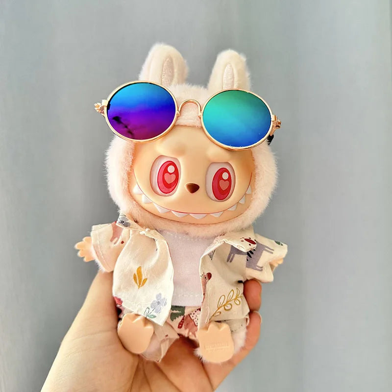 1 Set Hawaii Original Luxury Clothes for Labubu V1 V2 Cute Shark Duck Shoes Shirt Pants Glasses Beach Clothes Suit for Labubu