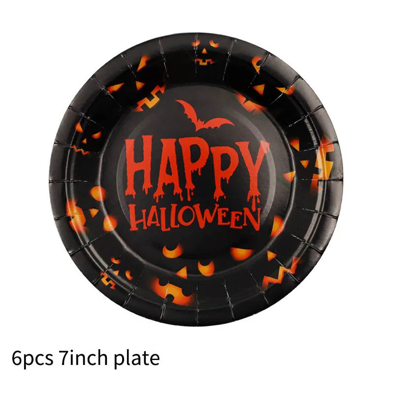 Halloween Themed Disposable Tableware Cups 7 Inch Plates 9 Inch Plates Halloween Party Decoration Supplies Festival Supplies