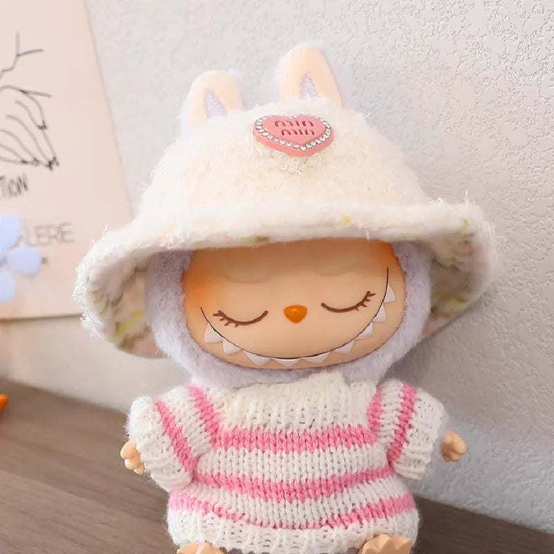 For Labubu'S Clothes Striped sweater outfit Match with hat pendant Can match according to your preferences Labubu Accessories