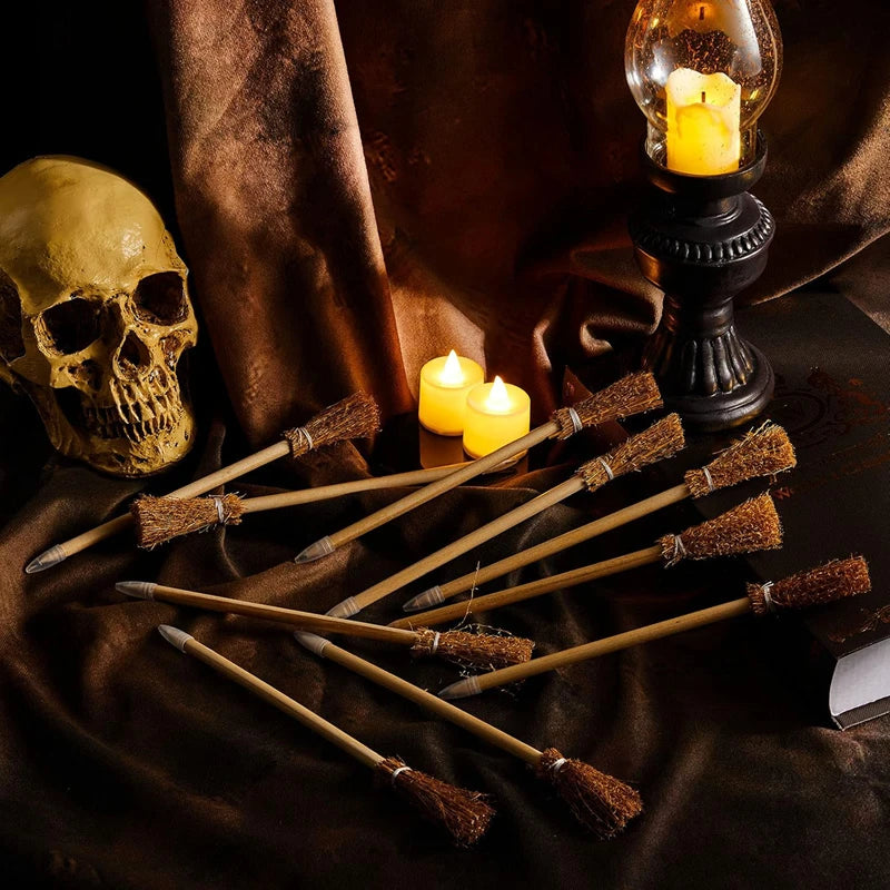 10Pcs Witch Broom Shaped Wooden Pencils Kids Halloween Birthday Party Favors Gift Goodie Bag Filler Writing Pencils School Prize
