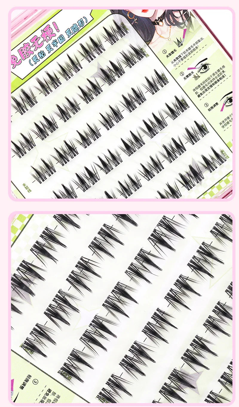 Upgraded Sunflower False Eyelashes No Glue Fake Lashes Natural Reusable Band-Free Lashes Manga Lash Makeup Korean