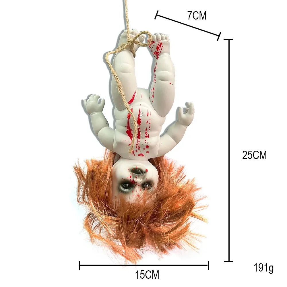 Horror Ghost Baby Hanging Doll Halloween Bar Ghost Courtyard Horror Doll Prop Ghost Festival Happy Halloween Day 2024 Decoration