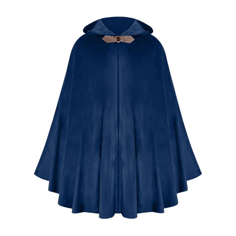 Men's Velvet Cloak with Hood, Renaissance Medieval Hooded Cloak for Women, Halloween Hood Cape with Metal Loop Clasp
