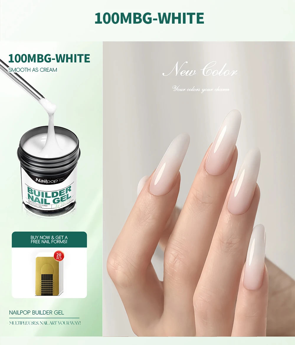 Nailpop Professional Builder Gel UV Hard Gel for Nail Strengthen Quick Building Long Lasting Soak Off Extension Gel 30/100g