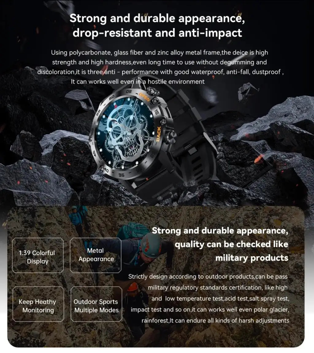 K52 Smart Watch Men 1.39inch IPS Screen Bluetooth Call Custom Dial Heart Rate Health Monitoring Outdoor Sport Smartwatch