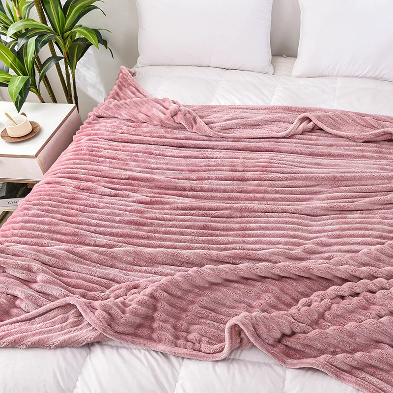 1pc Solid Color Flannel Blanket Soft Warm Throw Blankets for Couch Sofa Office Bed Camping Travel Multi-purpose Gift Blanket