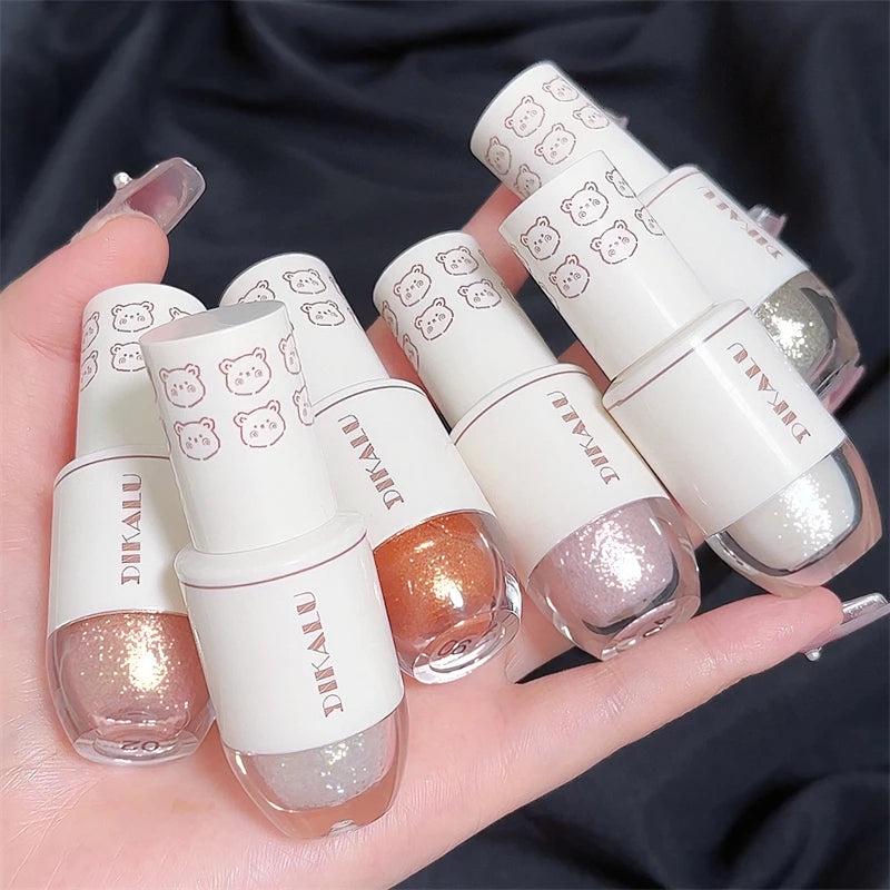 DIKALU Bear Bowling Ball A Teardrop Liquid Eyeshadow Eye Makeup Lying Silkworm Pearl Super Sparkle Glitter Fine Glitter Powder