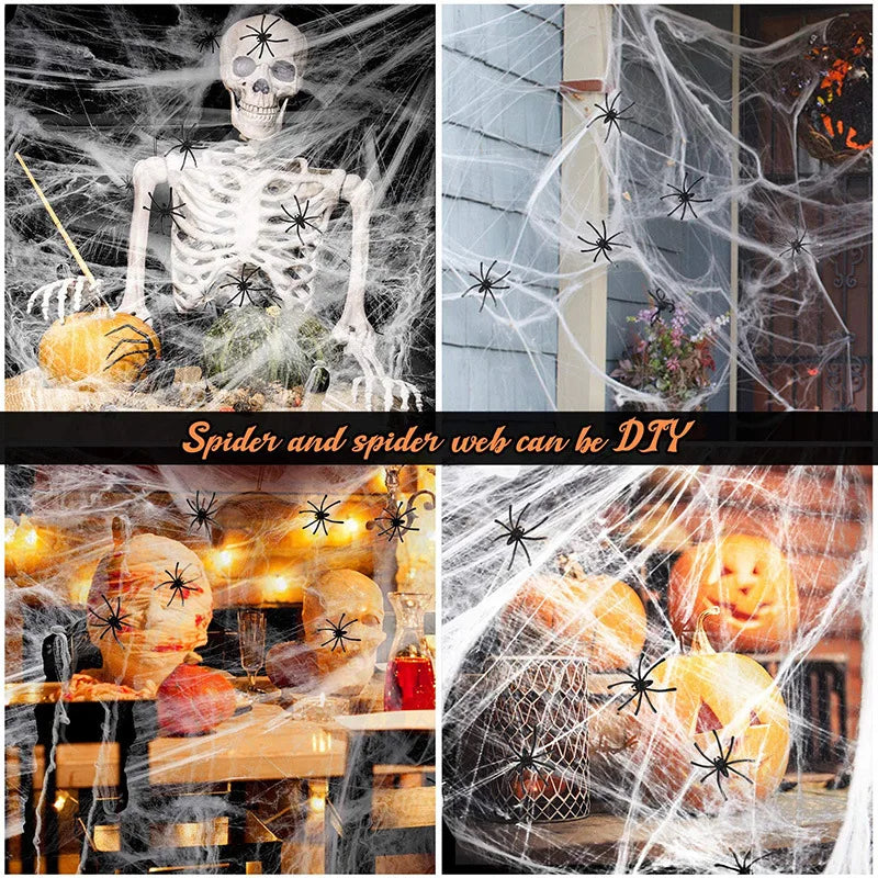 1400 sqft Halloween Spider Webs Decorations with 20 Fake Spiders, Super Stretchy Cobwebs for Halloween Decor Indoor and Outdoor