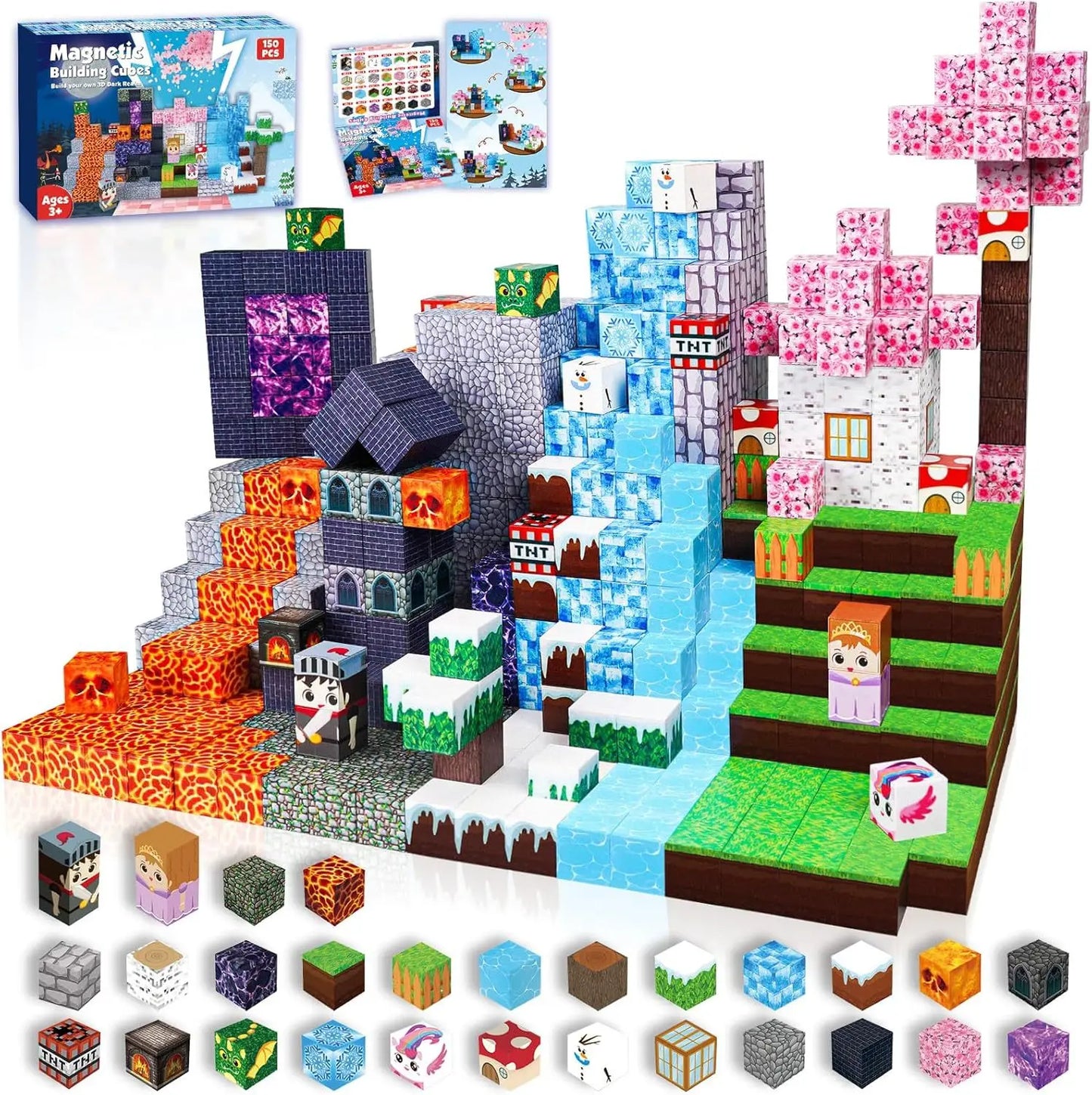2025 NEW Magnetic Blocks Game Mine Magnet Worlds DIY Toys For Boys Girls STEM Montessori Sensory Cubes Game Toys Christmas Gifts