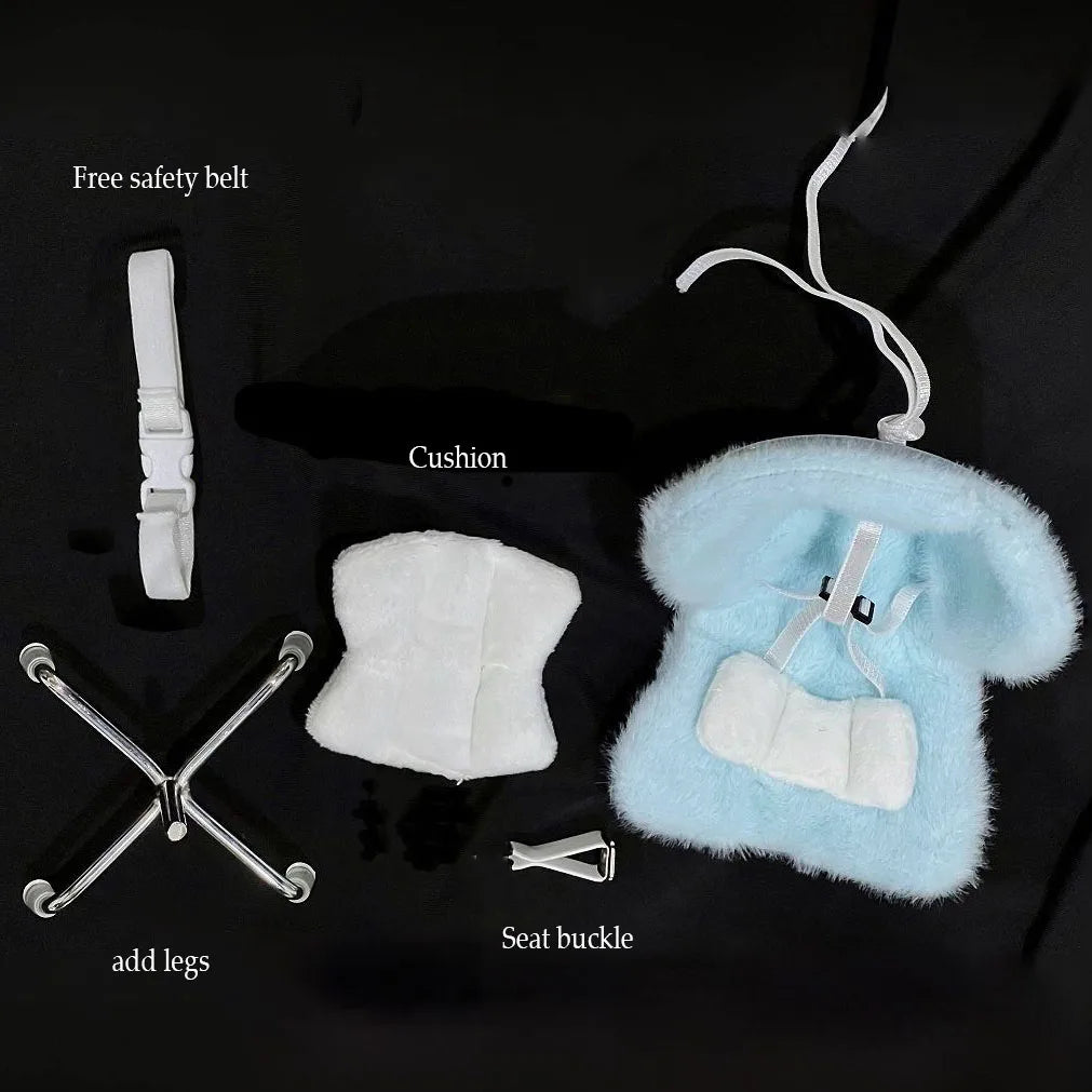 Car Doll Safety Seat for 17cm Labubu – Cute Car Interior Decor