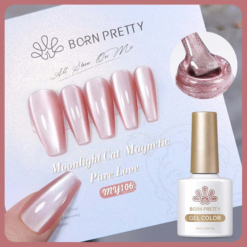 BORN PRETTY 10ml Silver Water Light Cat Magnetic Gel Nail Polish Nail Supplies Vernis Semi Permanent Gel for Fall Winter Nails