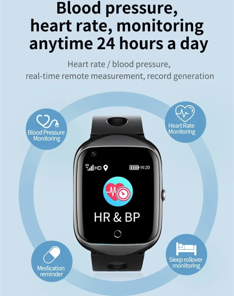 4G Elderly Smart Watch GPS Tracker Video Call SOS Heart Rate Monitoring IOS Android GPS+WIFI+LBS Positioning Smart Clock FA66S
