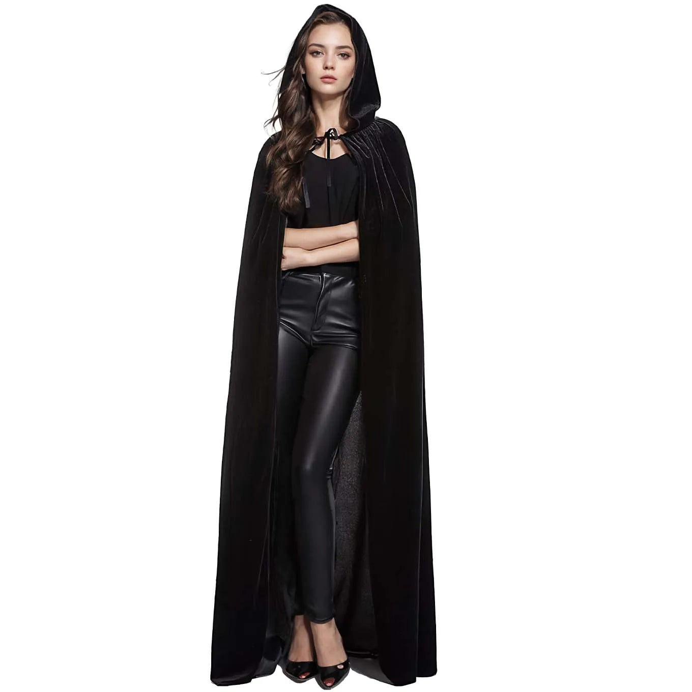 Christmas Grim Reaper Cloak Velvet long Hooded Unisex cape for Devil Witch Wizard Halloween Christmas Cosplay cloak