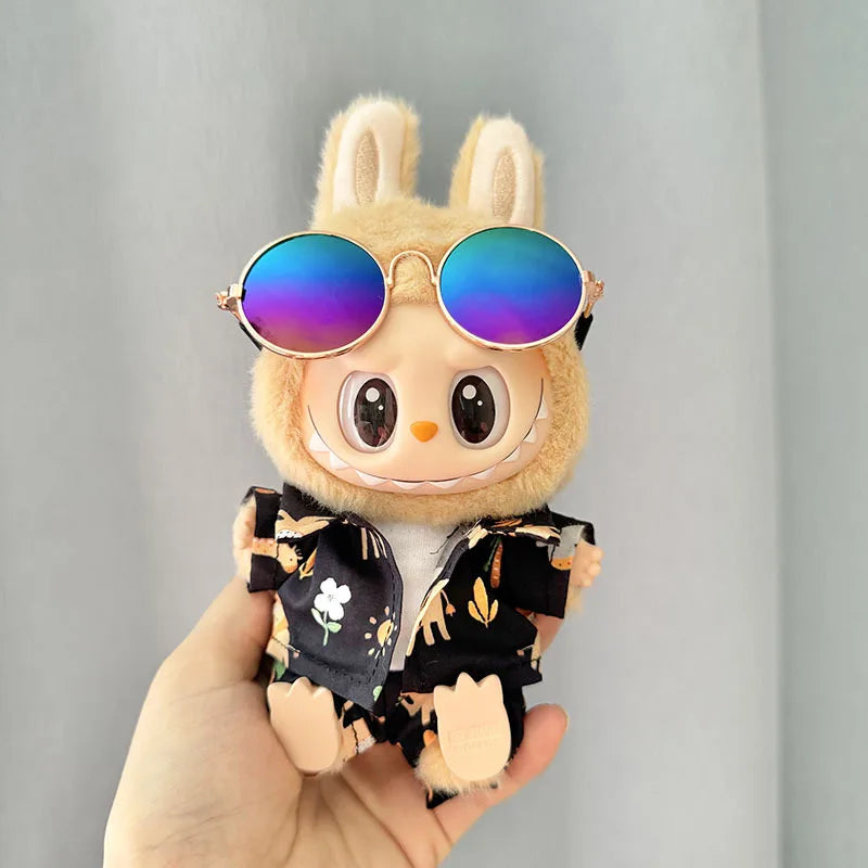 1 Set Hawaii Original Luxury Clothes for Labubu V1 V2 Cute Shark Duck Shoes Shirt Pants Glasses Beach Clothes Suit for Labubu