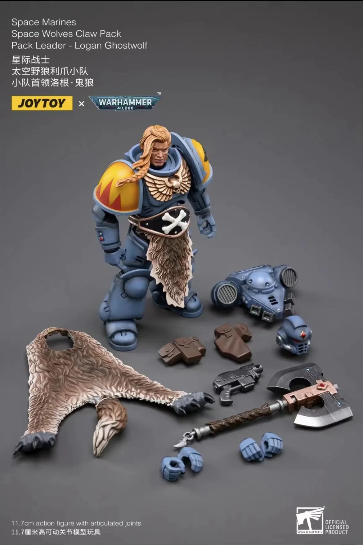 1/18 JOYTOY Actionfigur – Warhammer 40K Horus Heresy Space Wolves Logan Ghostwolf Mecha Modell