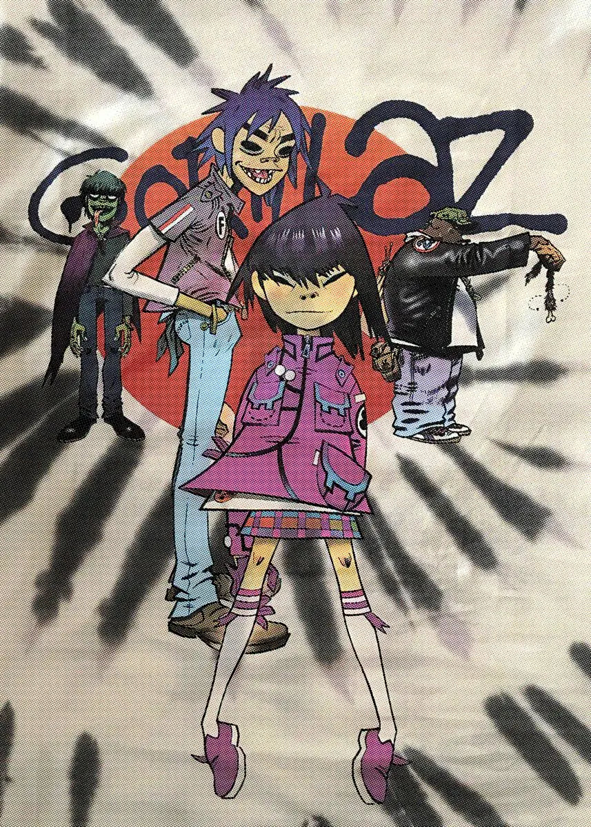 Virtual Anime Rock Band Gorillaz Poster Modern Music Album Cover Canvas Painting Wall Art for Club Living Room Home Decor Mural