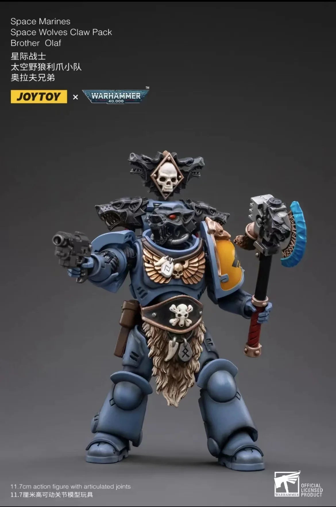 1/18 JOYTOY Actionfigur – Warhammer 40K Horus Heresy Space Wolves Logan Ghostwolf Mecha Modell