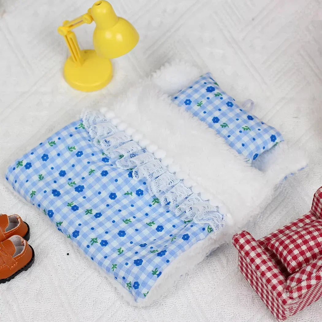 Doll Bed Sleeping Bag For 17cm Ropa Labubu Plush Toy & Accessories Cute Set Home Warmth Girl Gift
