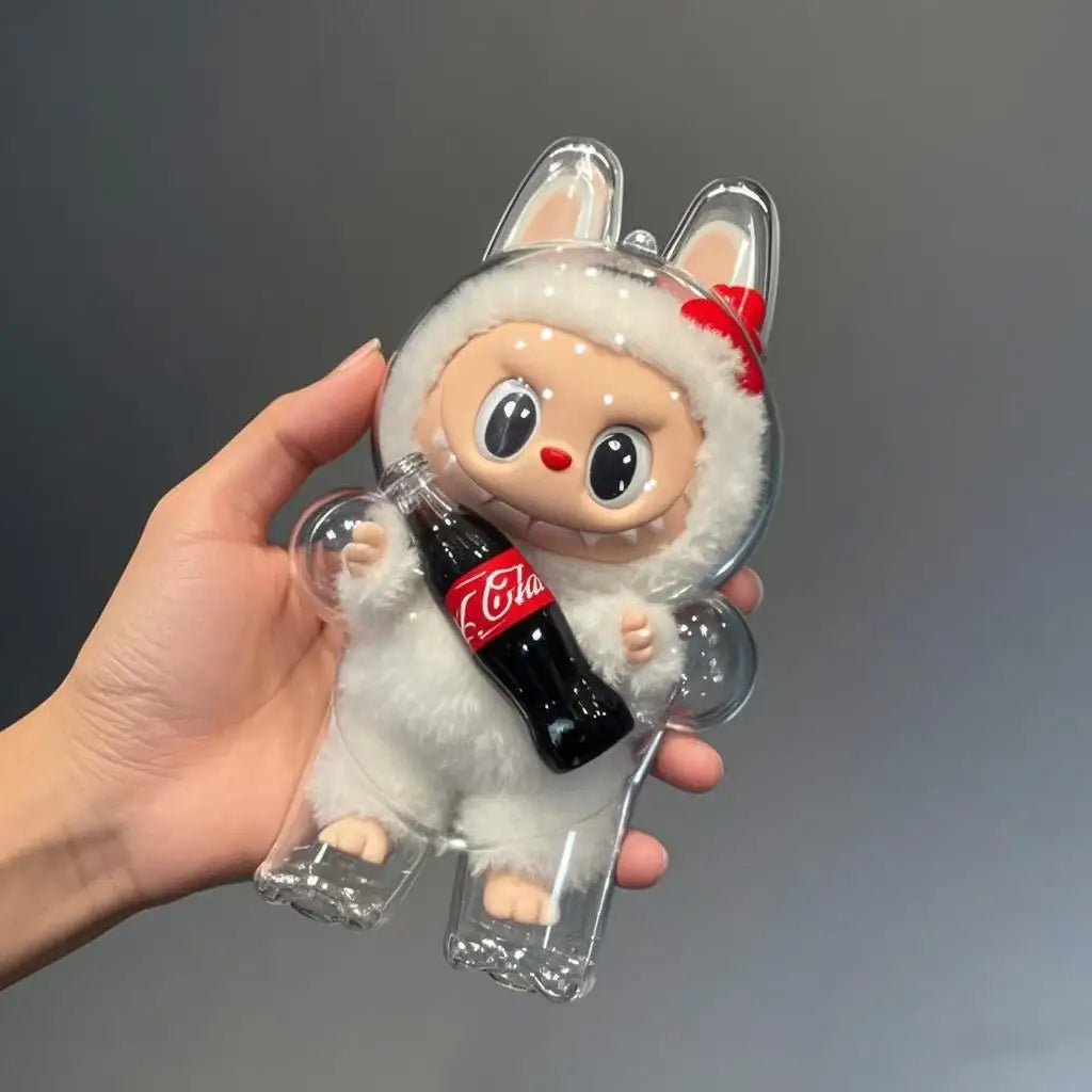 1PC Transparent Protective Cover For LABUBU Coca Cola Happy Factor Dustproof Cover Storage Box Backpack Hanging Decor (No Doll)