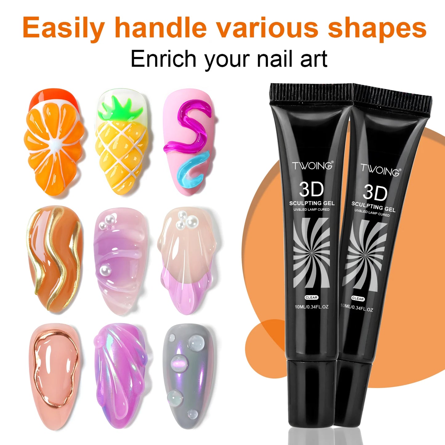 10ml 3D Nail Art Gel - DIY Designs,Waterproof Sculpting gel,Waterproof Nail Art Design Gel for Intricate Carvings & Shapes