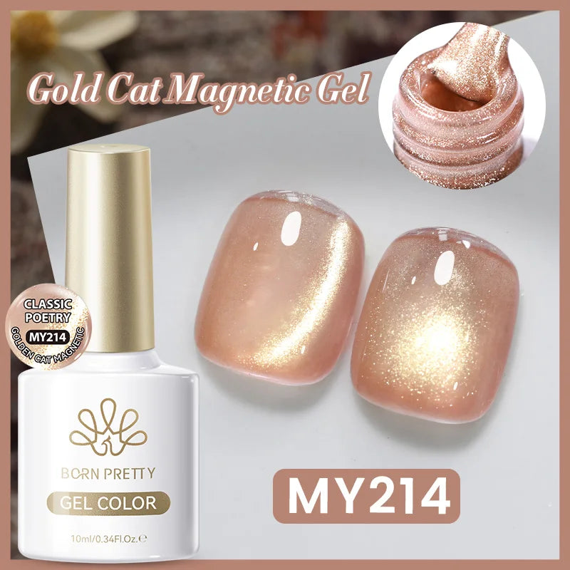 BORN PRETTY 10ml Silver Water Light Cat Magnetic Gel Nail Polish Nail Supplies Vernis Semi Permanent Gel for Fall Winter Nails