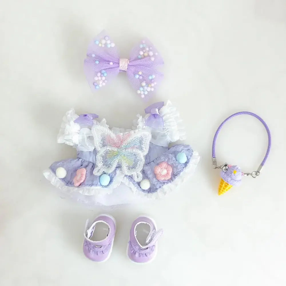 For Ropa labubu v1/v2/v3 pendant baby clothes labubu 3.0 lucky purple bow skirt Outfit Doll Accessories (No dolls)